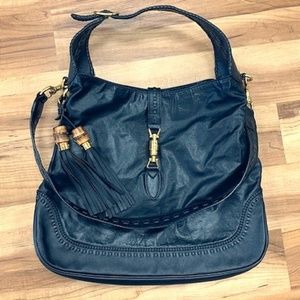 Authentic Black Gucci Soft Leather Jackie Hobo Bag